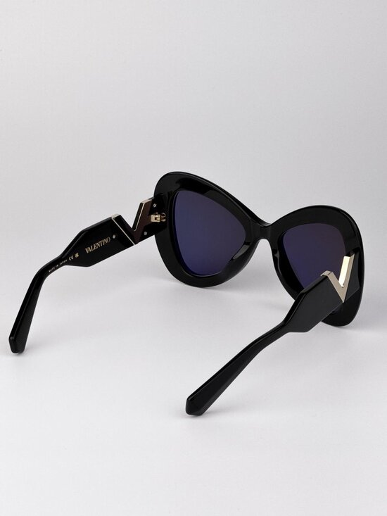 Valentino V-GOLD III VLS-138 A Oversized Butterfly Sunglasses – Shiny Black / Gr main image 9